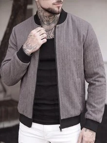 EGENSIO Men's Autumn Casual Herringbone Twill Jacket - Multicolor - View 2