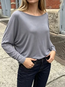 INAWLY Solva 女款素色百褶休閒百搭日常長袖上衣 - 淺灰色 - 查看 5