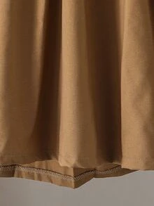 SHEIN Young Girls High Waist Pleated Mini Skirt, Fall Clothes, Fall, Button Decor Preppy Style A‑Line Skirt For Tween Girls Daily School Outfit - Brown - View 8