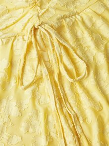 SHEIN MOD 女款復古純色鏤空刺繡蝴蝶結裙 - 黃色 - 查看 7