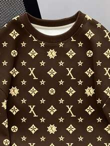 Tween Boy Fashionable Versatile Comfortable Sweatshirt, Cool English Letter Print Design, Street Style Knit Sweatshirt, Suitable For Holiday Gatherings And Parties, Spring Summer Autumn, Easy And Comfortable, First Choice For Spring And Autumn, Fashion Casual Wear, Spring Summer Autumn Streetwear, Casual And Back To School - Multicolor - View 6