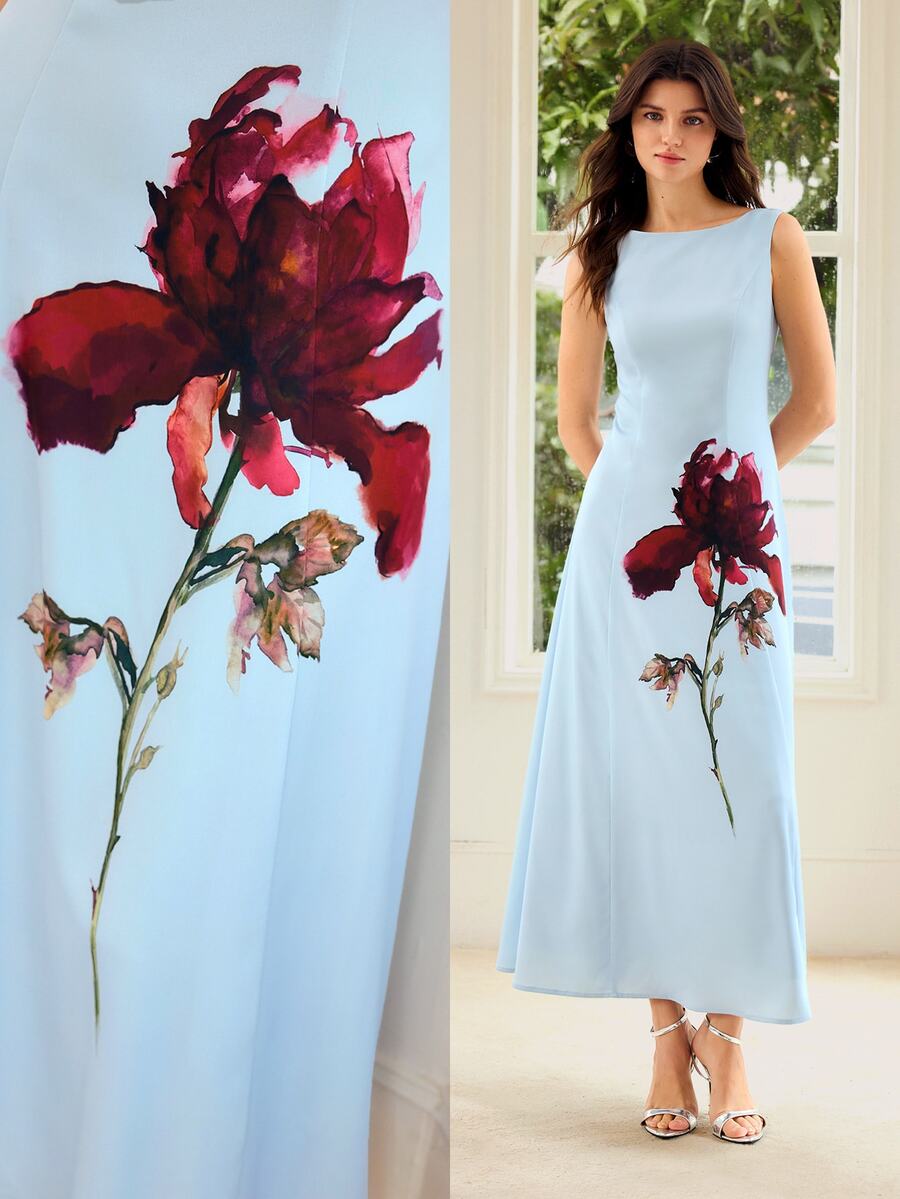 MOTF PREMIUM WOMEN'S SPRING/SUMMER FLORAL PRINT SLIM WAIST ELEGANT DRESS - Multicolor - View 1