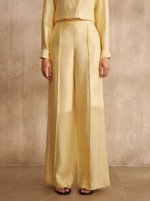 MOTF PREMIUM WOMEN'S YELLOW SATIN LONG PANTS FASHION COMMUTE - Yellow - View 6