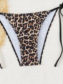Swim Vcay 2026 Spring/Summer Women's Random Leopard Print Side Tie Strap Bikini Set, Sexy Swimwear - Multicolor - View 4