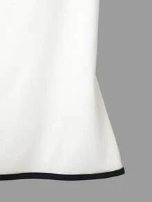 SHEIN Franclia French Sweet Cute Premium White Ruffle Trim Cap Sleeve Contrast Black Slim Fit Flattering Square Neck Shoulder Design Niche Flutter Sleeve Women's T-Shirt - White - View 4