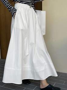 Dazy Plus 女款大尺碼黑色波點可愛女孩休閒韓風春夏秋百搭A字長裙 - 白色 - 查看 2