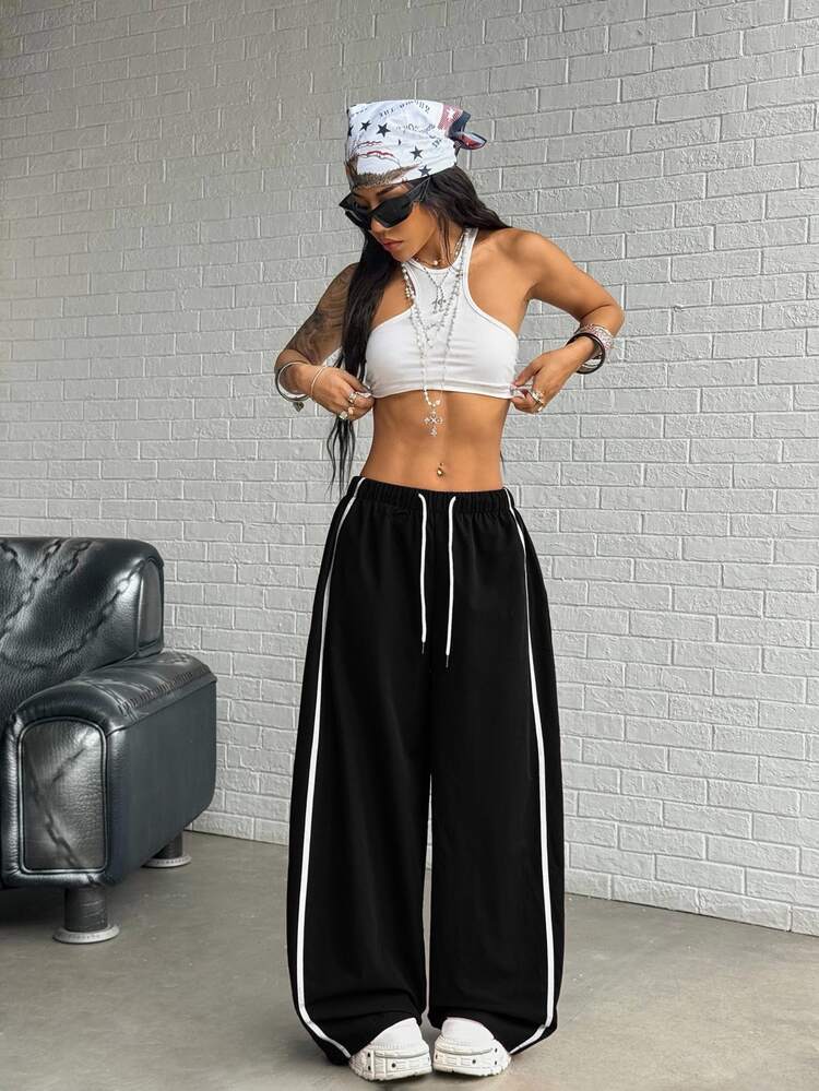 y2k wide slacks pants 90s archive mode 黒 美しさはタックから。」3