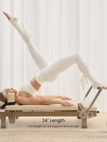 GLOWMODE 24" FeatherFit™ Crossover Leggings With Built-In Underwear Light Support Low Impact Yoga Pilates Daily Gym Spring Summer - White - View 5