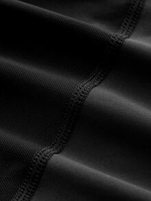 SHEIN Cheerettes Mesh Patchwork Slim Fit Athletic Romper Shorts - Black - View 8