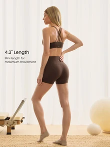 GLOWMODE 4.3" FeatherFit™ Crossover Cutie Biker Shorts Low Impact Cycling Running Gym Workout - Cinnamoninspiration - View 5