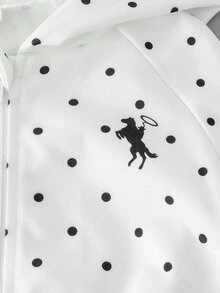 SHEIN Elladie kids 女童連帽T恤套裝，休閒可愛學院風，寬鬆連帽波點設計，適合秋季開學、戶外運動與日常穿著，舒適穿搭 - 白色 - 查看 12