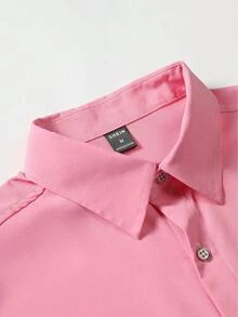 Genlund Men's Gradient Color Casual Short Sleeve Shirt For Daily Wear - Pink - View 3