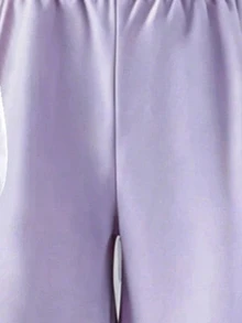 SHEIN 女童休閒T恤與工裝褲兩件套，蝴蝶結印花設計，清新可愛，適合假期聚會、派對、春夏穿著及戶外野餐 - 彩色 - 查看 5