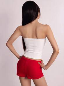 Rina Fox Atasan Tube Top Wanita Model Kancing Dekorasi untuk Pergi Keluar dan Klub Malam, Warna Putih Seksi - Putih - View 2