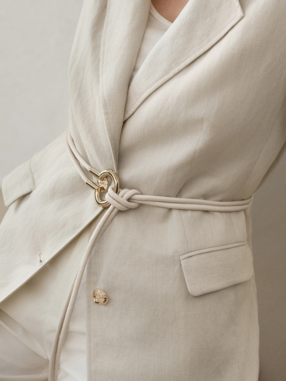 MOTF PLUS SIZE LINEN LAPEL COLLAR BLAZER