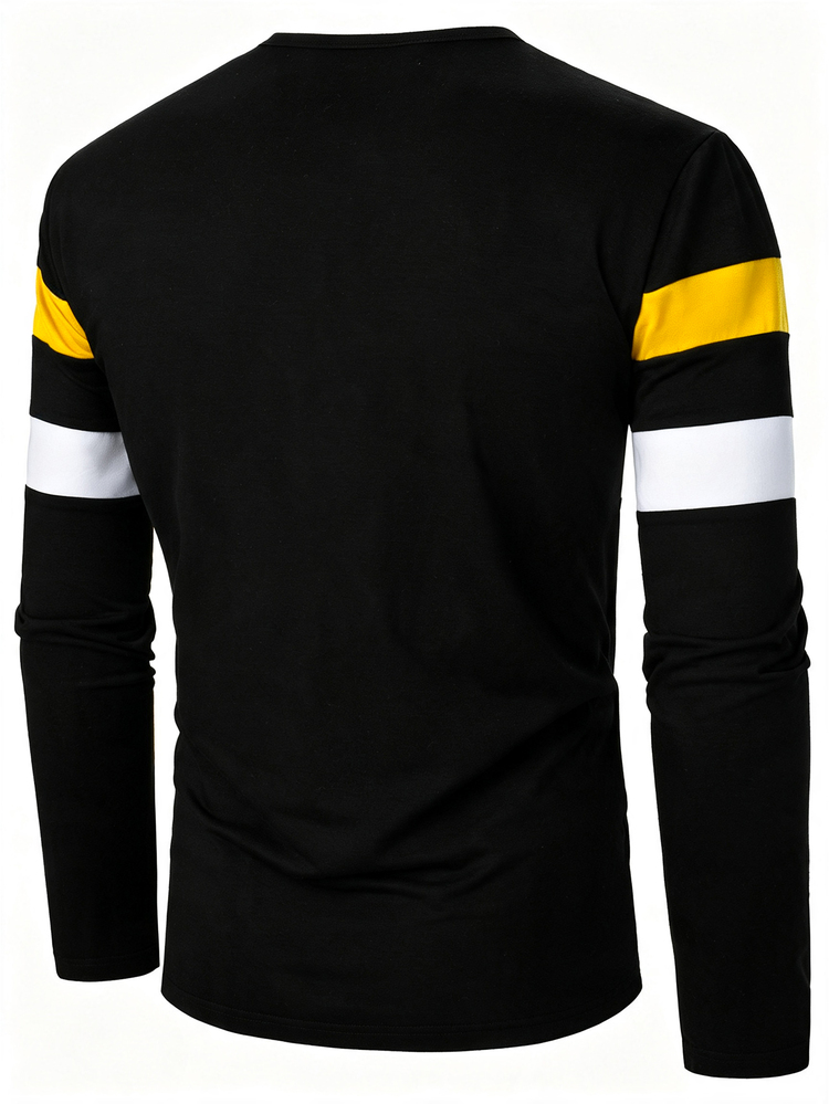 Manfinity Homme Men's Striped Long Sleeve Button Design Casual T-Shirt - Multicolor - View 2