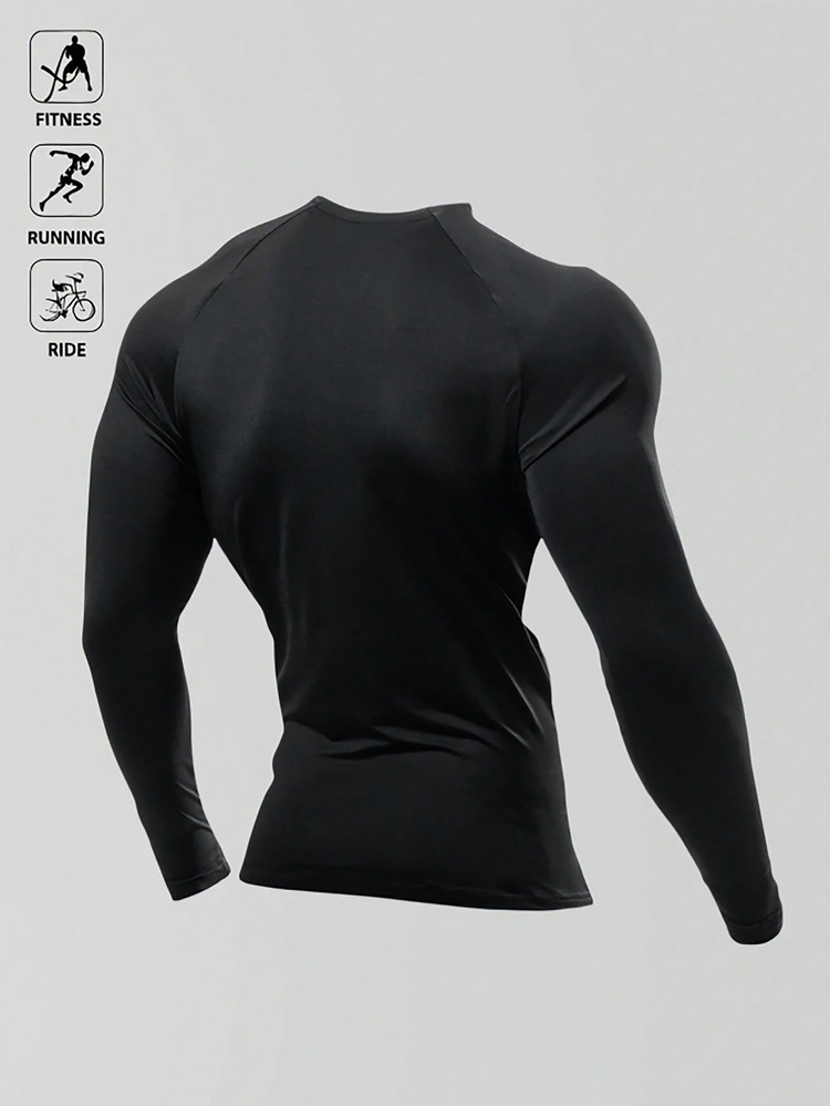 Acti Log Men's Sports T-Shirt, Elastic Fabric, Fashion Logo, Comfortable - Black - View 2
