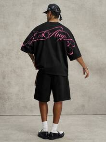 PAVTROS Men's Letter Print T-Shirt And Shorts Set - Multicolor - View 7