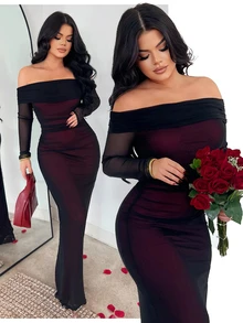 SHEIN SXY Elegant Commuter Off-Shoulder Fitted Dress - Multicolor - View 3
