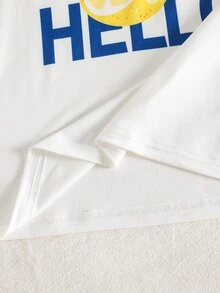 SHEIN 2件組青少年男孩椰子印花短袖襯衫與素色短褲套裝，適合日常休閒、度假、運動與旅行，夏季完美選擇 - 藍白色 - 查看 6