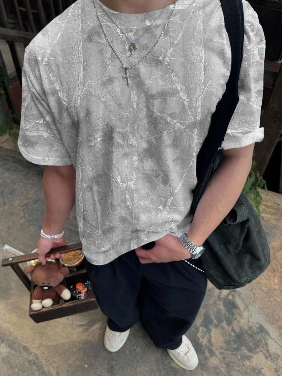 Resyla Men 男士树枝印花圆领短袖休闲百搭T恤 - 彩色 - 查看 1