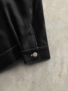 HIMLAND Men's Colorblock Single-Breasted Casual Versatile Daily Commute Long Sleeve Jacket - Black - View 6