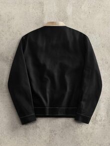 HIMLAND Men's Colorblock Single-Breasted Casual Versatile Daily Commute Long Sleeve Jacket - Black - View 4