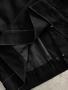 HIMLAND Men's Colorblock Single-Breasted Casual Versatile Daily Commute Long Sleeve Jacket - Black - View 7