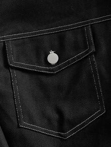 HIMLAND Men's Colorblock Single-Breasted Casual Versatile Daily Commute Long Sleeve Jacket - Black - View 5