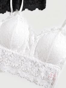 SHEIN MOD 2 Packs Floral Lace Bra Set Lingerie - Black and White - View 4