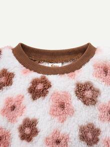 Cozy Pixies Baby Girl Heart Print Fuzzy Sweatshirt Baby Girl Baby Pullover - Multicolor - View 5