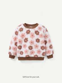 Cozy Pixies Baby Girl Heart Print Fuzzy Sweatshirt Baby Girl Baby Pullover - Multicolor - View 6