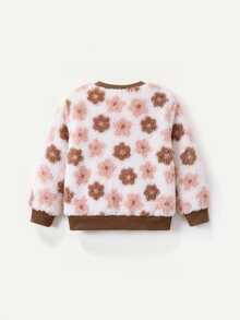 Cozy Pixies Baby Girl Heart Print Fuzzy Sweatshirt Baby Girl Baby Pullover - Multicolor - View 2