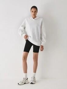 YARNWELL 女款純色休閒寬鬆百搭日常穿著緊身底層短褲 健身運動黑色夏季 - 黑色 - 查看 4