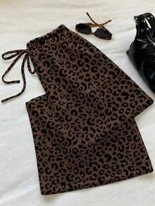 SHEIN EZwear 女款低腰休閒復古百搭美拉德色長褲 - 彩色 - 查看 2