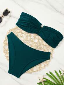 Swim Chiccia Bikini de unicolor - Azul - Ver 3