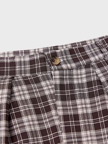 NORVETH Men's Plaid Pattern All-Over Print Loose Fashion Long Pants Summer - Brown - View 4