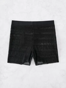 Swim Basics 2026 春夏黑色网眼性感蝴蝶结腰比基尼短裤 - 黑色 - 查看 3