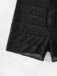 Swim Basics 2026 春夏黑色网眼性感蝴蝶结腰比基尼短裤 - 黑色 - 查看 6