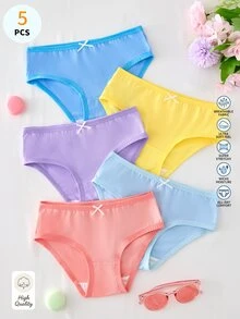 少女清新馬卡龍色 5 件組內衣套裝 - 彩色 - 查看 1