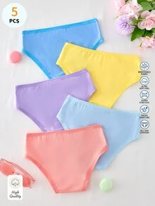 少女清新馬卡龍色 5 件組內衣套裝 - 彩色 - 查看 2