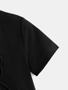 兒童小男孩休閒短袖圓領T恤，適合萬聖節派對，兒童上衣 - 黑色 - 查看 4