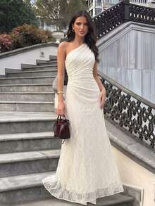 Firerie 女款優雅浪漫正式晚餐新娘母親辦公通勤休閒婚禮派對收腰A字無袖長洋裝 米白色夏季 - 杏色 - 查看 4