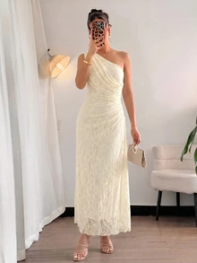 Firerie 女款優雅浪漫正式晚餐新娘母親辦公通勤休閒婚禮派對收腰A字無袖長洋裝 米白色夏季 - 杏色 - 查看 18