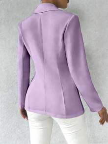 SHEIN Raffinéa 女士纯色简约日常长袖西装外套 - 紫丁香色 - 查看 2