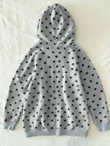 IslaSuriya Women's All-Over Print Drawstring Hooded Casual Streetwear Y2k Daily Travel Everyday Long Sleeve Jacket School Work Grey Fall - Multicolor - View 2