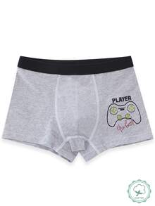 4 pezzi/set Boxer da ragazzo con stampa cartoni animati, nero e grigio, comodi, adatti per tutte le stagioni - Multicolore - Visualizzare 6