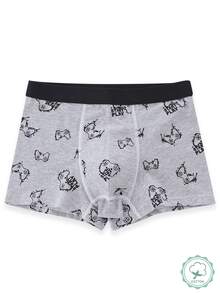 4 pezzi/set Boxer da ragazzo con stampa cartoni animati, nero e grigio, comodi, adatti per tutte le stagioni - Multicolore - Visualizzare 3