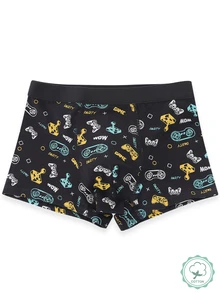 4 pezzi/set Boxer da ragazzo con stampa cartoni animati, nero e grigio, comodi, adatti per tutte le stagioni - Multicolore - Visualizzare 5