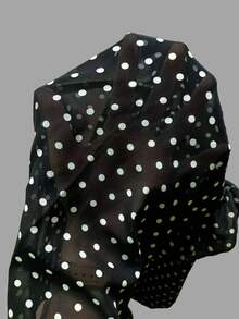 SHEIN Women's Chiffon Polka Dot Ruffle Blouse - Black - View 4